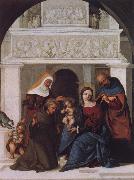 Lodovico Mazzolino, The Holy Family with Saints John the Baptist,Elizabeth and Francis